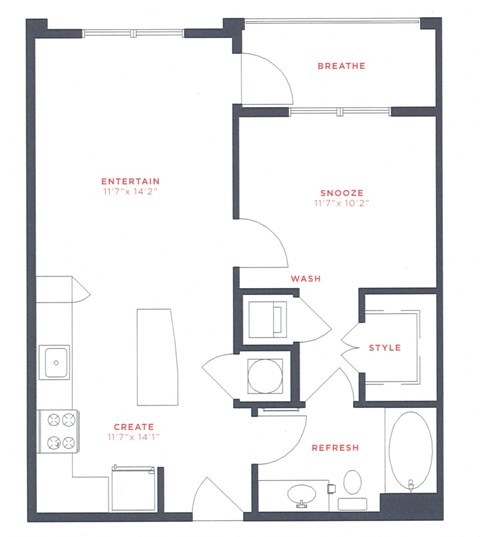 M South Apartments A1 Floor Plan